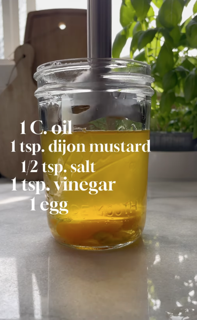 blending homemade mayonnaise



